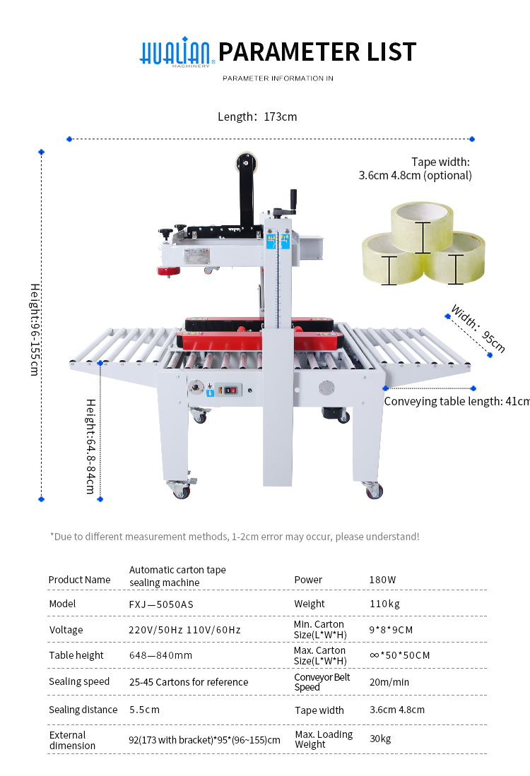 Thông số máy dán thùng carton Hualian