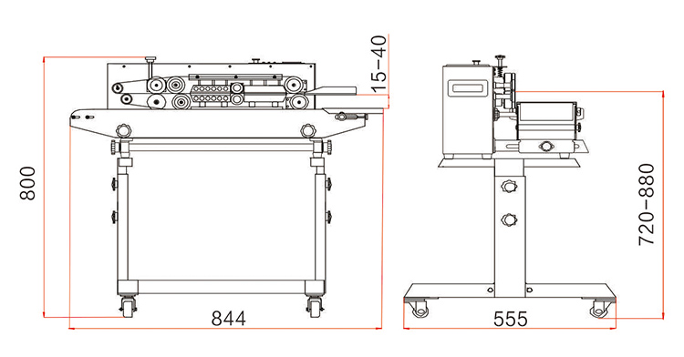 Kích thước máy niêm phong FRB-770IIIHualian