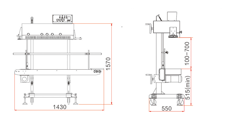 Hình ảnh kích thước máy niêm phong FRM-1120LD Hualian