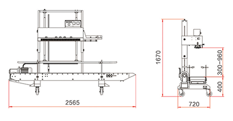 Kích thước máy niêm phong băng tần Hualian FR-1370AL-L