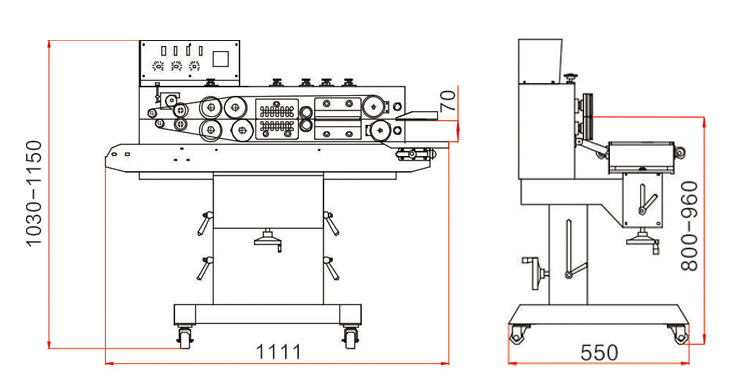 Kích thước máy dán băng tần Hualian FRM-1120W