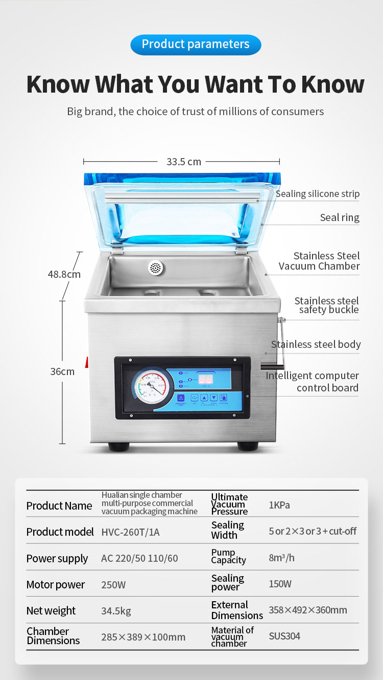 Máy đóng gói chân không HVC-260T/1A Hualian