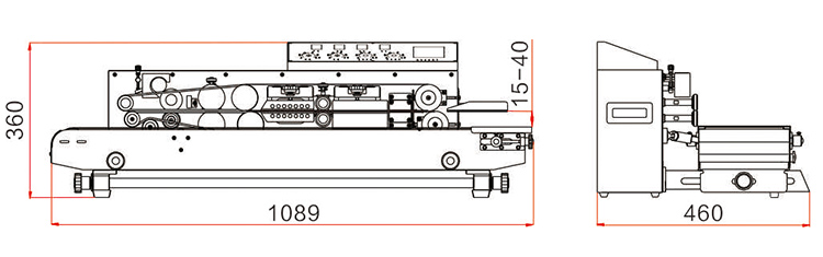 Kích thước máy dán băng keo FRM-1010I Hualian