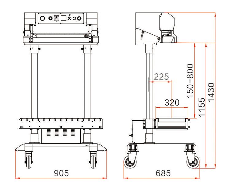 Kích thước máy niêm phong QF-600L Hualian