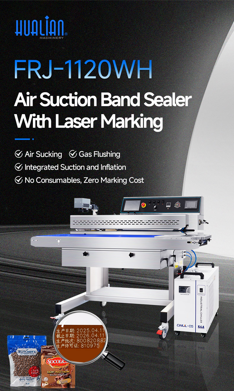 M&aacute;y d&aacute;n băng h&uacute;t kh&ocirc;ng kh&iacute; FRJ-1120WH c&oacute; đ&aacute;nh dấu bằng laser